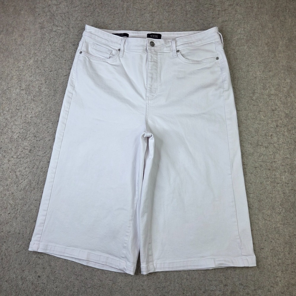 NYDJ Wide Leg Cropped Jeans Womens 14 White Cool Embrace LiftTuck Technology